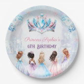 Prinses Kroon Roze Blauw Winter Meisje Verjaardag Papieren Bordje (Voorkant)