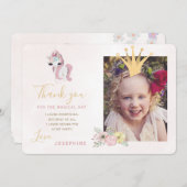Prinses kroon roze en goud meisje foto dank u kaart (Voorkant / Achterkant)
