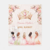 Prinses Kroon Roze Goud Bloemen Meisje Naam Fleece Deken (Voorkant)
