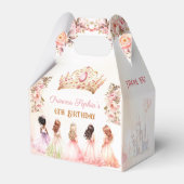Prinses Kroon Roze Goud Bloemen Meisje Verjaardag Bedankdoosjes (Voorkant Zijde)