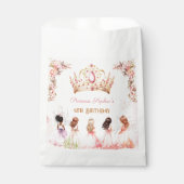 Prinses Kroon Roze Goud Bloemen Meisje Verjaardag Bedankzakje (Voorkant)