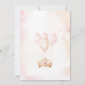 Prinses Kroon Roze Goud Bloemen Meisje Verjaardag Kaart (Achterkant)