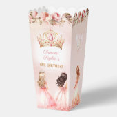 Prinses Kroon Roze Goud Bloemen Verjaardag Popcorn Bedankdoosjes (Voorkant)