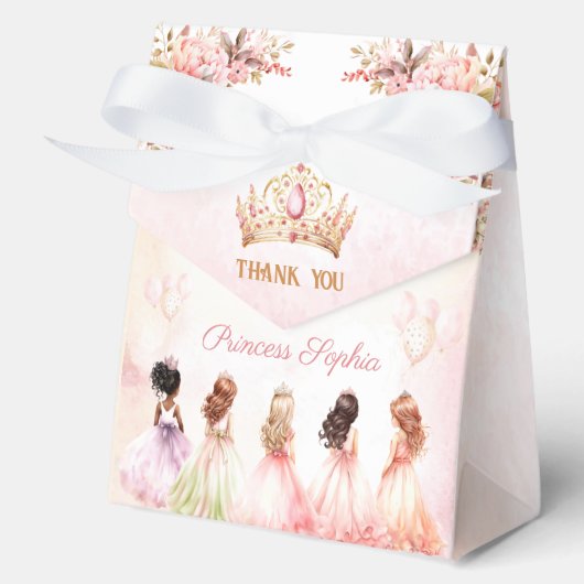 Prinses Kroon Roze Goud Meisje Verjaardag Grote Te Bedankdoosjes (Voorkant)