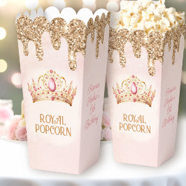 Prinses Kroon Roze Gouden Glitter Verjaardag Popco Bedankdoosjes