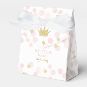 Prinses Kroon Roze Gouden Glitters Confetti Stippe Bedankdoosjes