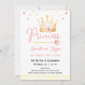 Prinses Kroon Roze Kleine Meisjes Dubbele Verjaard Kaart (Voorkant)