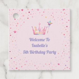 Prinses Kroon Roze Meisje 5e Verjaardag Bedankjes Labels