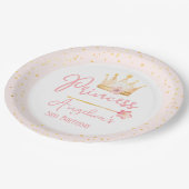 Prinses Kroon Roze Meisje Verjaardag Papieren Bordje (Gekanteld)