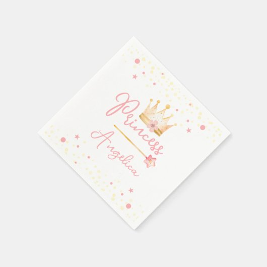 Prinses Kroon Roze Meisje Verjaardag Servet (Hoek)