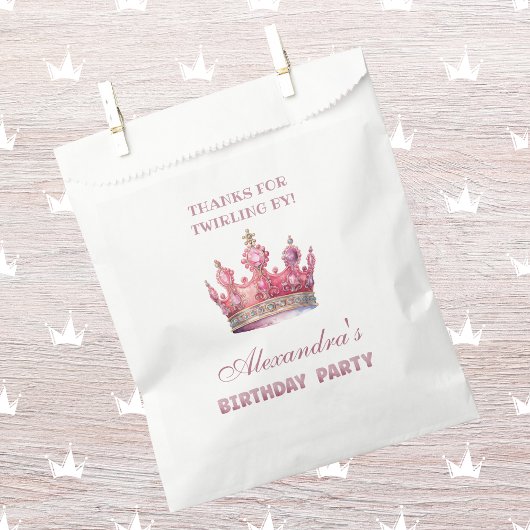 Prinses Kroon Roze Sprookje Verjaardag Dank u Bedankzakje