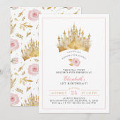 Prinses Kroon Sprookje Verjaardag Uitnodiging (Voorkant / Achterkant)