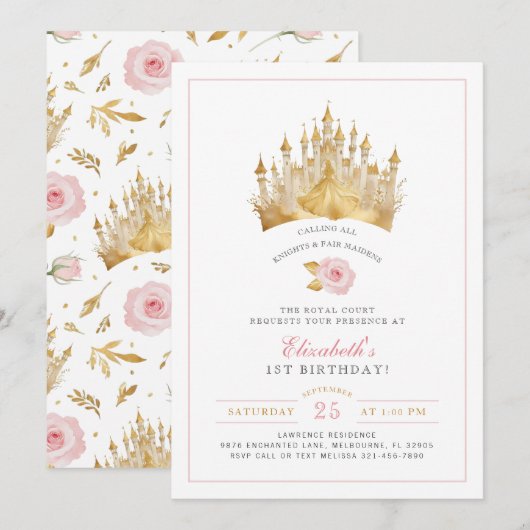 Prinses Kroon Sprookje Verjaardag Uitnodiging (Voorkant / Achterkant)