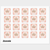Prinses Kroon Verjaardag Vierkante Sticker (Vel)