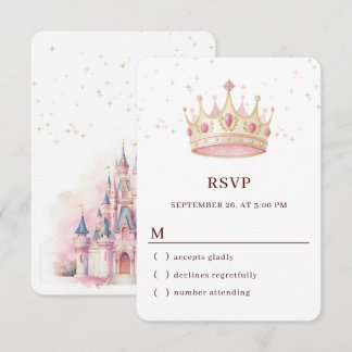Prinses Kroon Verjaardagsfeestje RSVP Kaartje