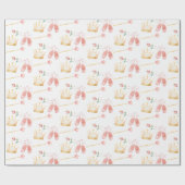 Prinses Kroon Wand Roze Meisje Verjaardag Cadeaupapier (Vlak)