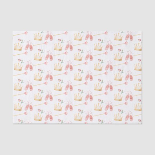 Prinses Kroon Wand Roze Meisje Verjaardag Tissuepapier (Voorkant)