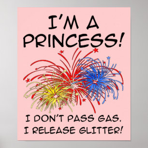 Prinses laat glitters vrij Grappige Poster Bord
