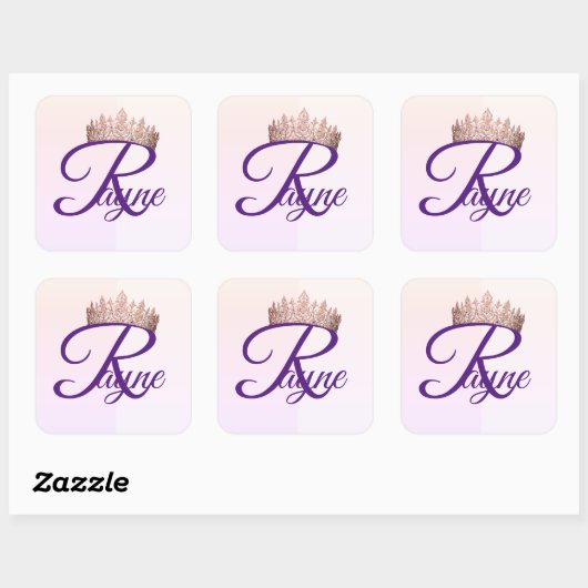 Prinses letter R Vierkante Sticker (Vel)