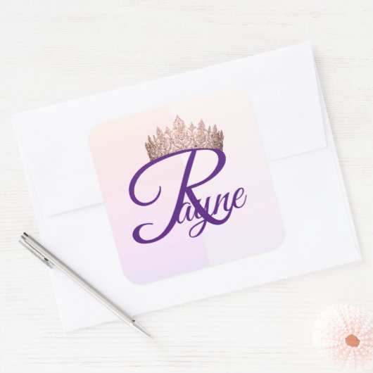 Prinses letter R Vierkante Sticker (Envelop)