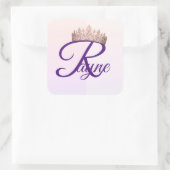 Prinses letter R Vierkante Sticker (Tas)