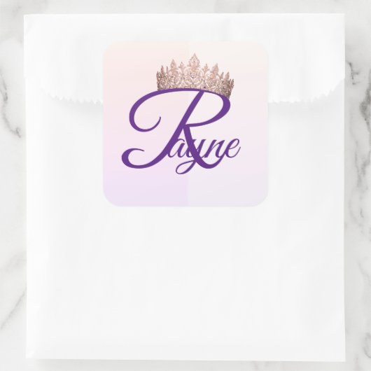 Prinses letter R Vierkante Sticker (Tas)