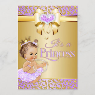 Prinses Lila & Gouden Hart Diamanten Vintage Baby Kaart