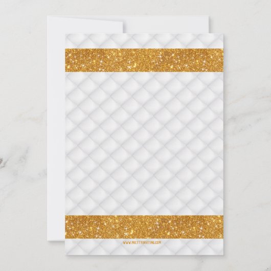Prinses Luxe Wit Goud Verjaardag Uitnodiging (Achterkant)
