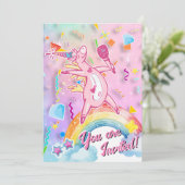 Prinses Magische Eenhoorn Verjaardag Uitnodigen Kaart (Staand voorkant)