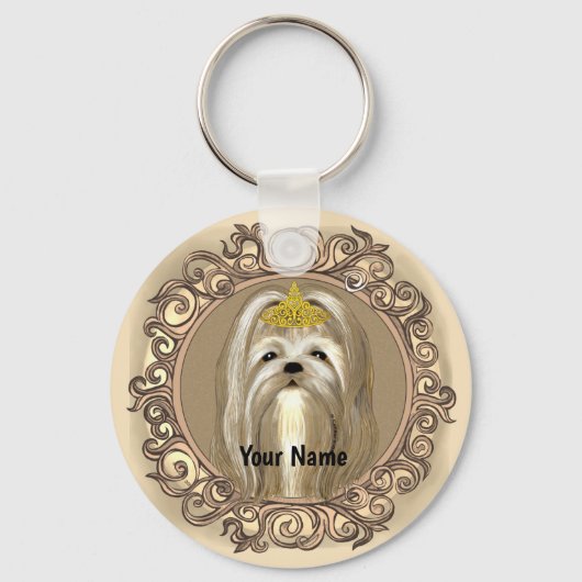 Prinses Maltese hond Sleutelhanger (Voorkant)
