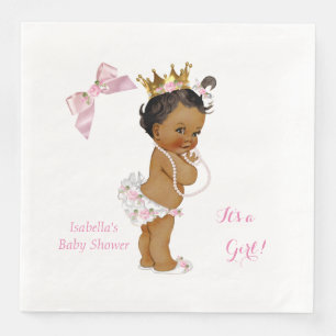Prinses Meisje Baby Shower Roze Gouden Kroon Etnis Servet