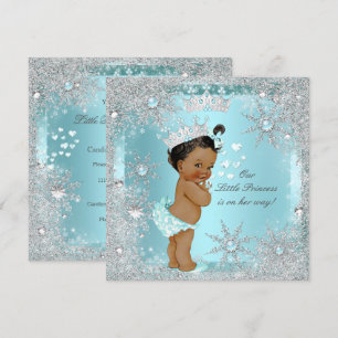 Prinses Meisje Baby Shower Teal Blauwe Harten Etni Kaart