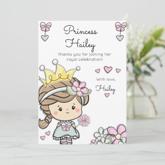 Prinses meisje eerste verjaardag viering dank u (Staand voorkant)