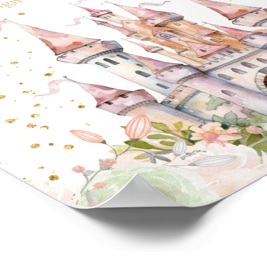 Prinses Meisje Goud Koninklijk Kasteel Gastenboek  Poster (Hoek)