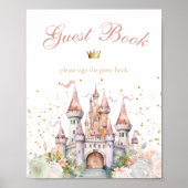 Prinses Meisje Goud Koninklijk Kasteel Gastenboek  Poster (Voorkant)