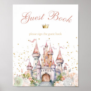 Prinses Meisje Goud Koninklijk Kasteel Gastenboek  Poster