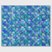 Prinses mermaid blue paarse mermaid scale cadeaupapier (Vlak)