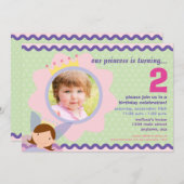 Prinses met aangepast fotofeest nodigen kaart (Voorkant / Achterkant)