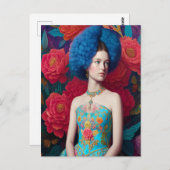 prinses met blauwe decoratieve kleding briefkaart (Voorkant / Achterkant)