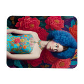 prinses met blauwe decoratieve kleding magneet (Horizontaal)
