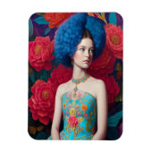 prinses met blauwe decoratieve kleding magneet (Verticaal)