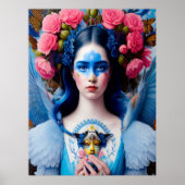 prinses met blauwe vederjurk poster (Voorkant)