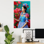 Prinses met blauwe vlekkenjurk poster (Thuiskantoor)