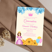 Prinses met bloemen Elegante levendige Quinceañera Kaart