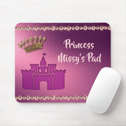Prinses met Castle, Crown & Jewels personaliseren Muismat (Met muis)