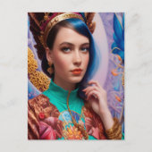 Prinses met decoratieve blauwgroen kleding briefkaart (Voorkant)