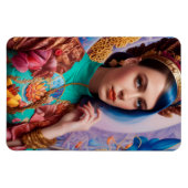 Prinses met decoratieve blauwgroen kleding magneet (Horizontaal)