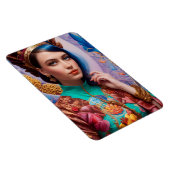 Prinses met decoratieve blauwgroen kleding magneet (Rechterzijde)
