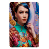 Prinses met decoratieve blauwgroen kleding magneet (Verticaal)