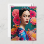 Prinses met een blauwe tiara briefkaart (Voorkant / Achterkant)